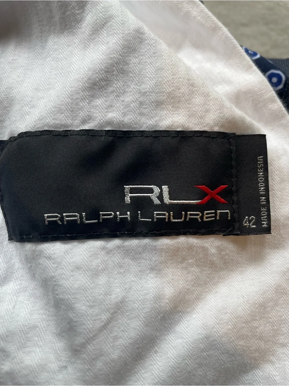 RLX Ralph Lauren Performance Golf Shorts Mens 42 Geometric Print Navy Blue
